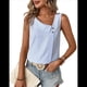 thumbnail image 2 of Blusa Informal Sin Mangas con Cuello en V Asimétrico y Estampado A Rayas para Mujer, Blusa de Verano Azul L, 2 of 10