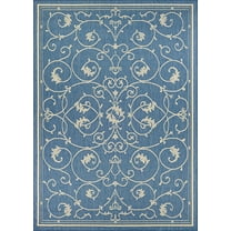Couristan Recife Veranda Indoor / Outdoor Area Rug, Champagne- Blue, 8'6" x 13'