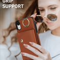 thumbnail image 3 of ShellTech for iPhone XR Case with Card Holder and Strap - Zipper Pocket,Crossbody Lanyard Strap,Credit Card Holder,Stand Ring,Cute Phone Wallet Case for Women,Brown, 3 of 10