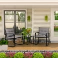 thumbnail image 5 of Asofer 3-PCS Patio Furniture Set, Rocking Bistro Set with Soft Cushion & Coffee Table for Porch, Balcony, Backyard, Gray, 5 of 12