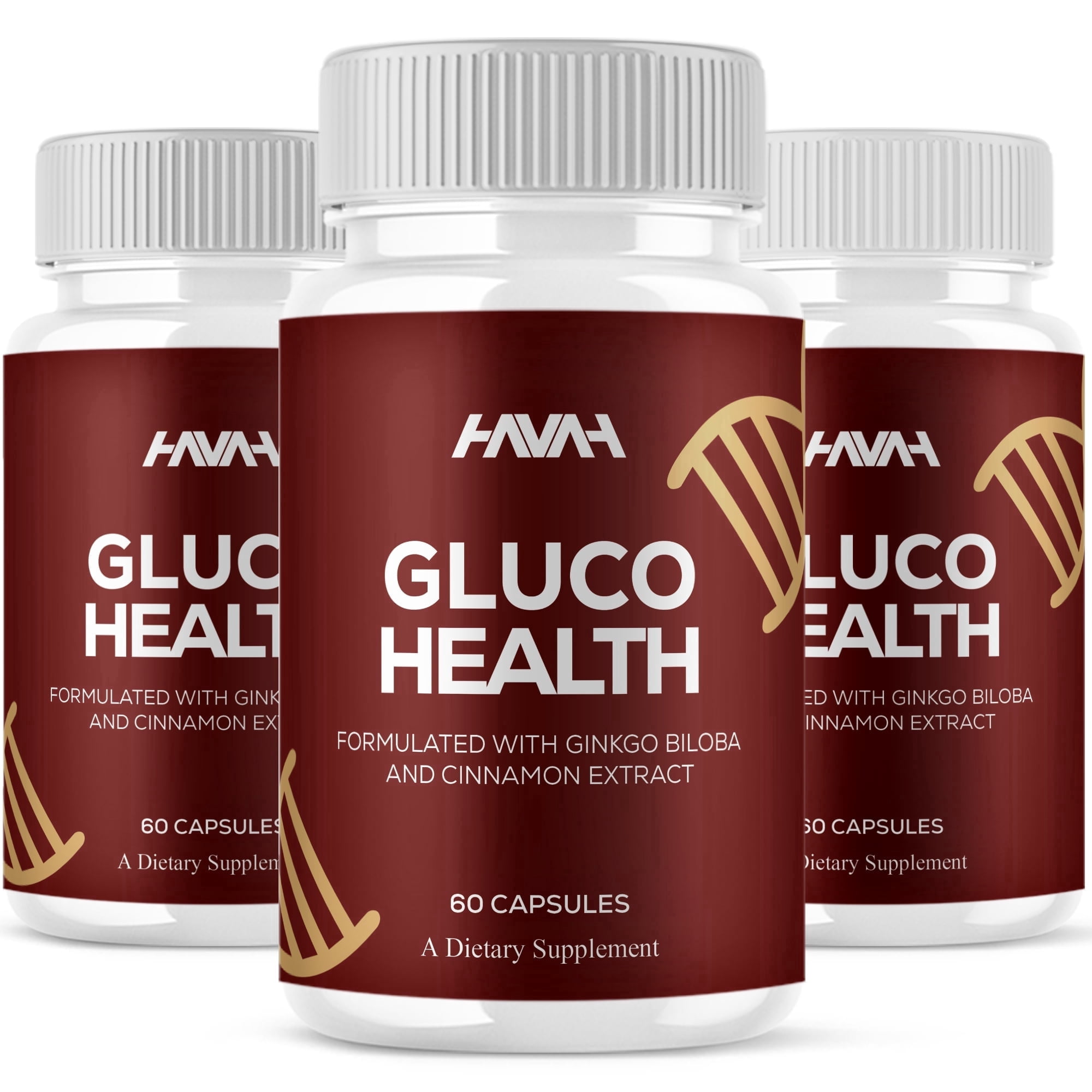 (3 Pack) Gluco Health Blood Support, GlucoHealth Formula (180 Capsules)