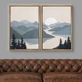 thumbnail image 2 of IDEA4WALL Framed Canvas Print Wall Art Green Pastel Watercolor Mountain Forrest Lake Valley Abstract Shapes Modern Landscape Nature for Living Room, Bedroom, Office - 16"x24"x2 Natural, 2 of 5