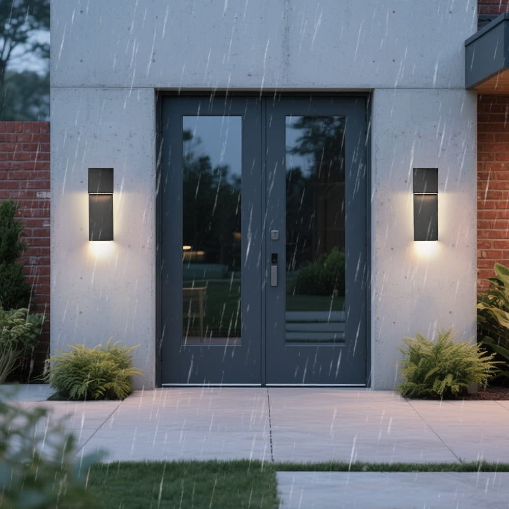 Claxy Modern Outdoor Wall Sconce Waterproof Matte Black Wall Light Exterior-LED Anti Rust Porch Lights Wall Lighting Outside Lights Fixture Warm Light for Garage,Balcony,Backyard