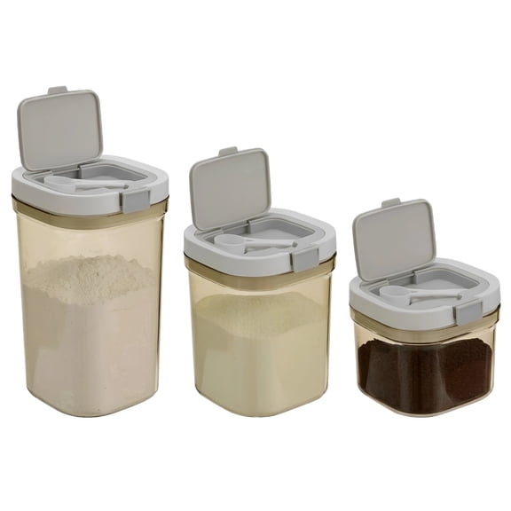 3 Pack Airtight Food Storage Container Set with Spoons, 27/44/61 oz Stackable Light-Proof Kitchen Canisters for Coffee, Sugar, Flour & Cereal, BPA-Free, Leak-Proof