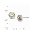 thumbnail image 2 of Cheryl M Sterling Silver Canary & White CZ Round Post Earrings, 2 of 2