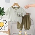 thumbnail image 2 of SUYIDA Boys Outfits Size 10 Dinosaur Print Short Sleeve Tops and Shorts Set Crew Neck Casual Holiday T Shirt Short Pants 2 Piece Suit Green,12-24M, 2 of 5
