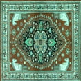 thumbnail image 1 of Ahgly Company Indoor Square Persian Turquoise Blue Traditional Area Rugs, 5' Square, 1 of 4