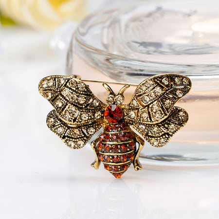 - Girl12Queen Vintage Lady Rhinestone Inlaid Honey Bee Insect Brooch Pin Wedding Party Gift