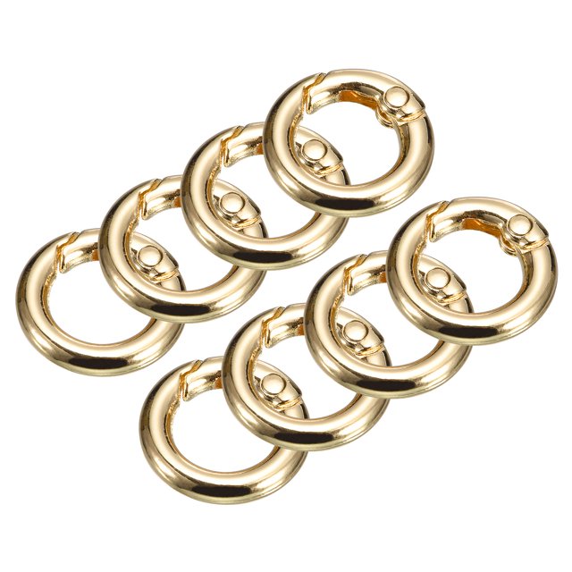 Unique Bargains Round Spring O Rings, 8Pcs 0.71 Inch OD Trigger Buckle Snap Clips for Bags, Purses, Keyrings, Light Golden