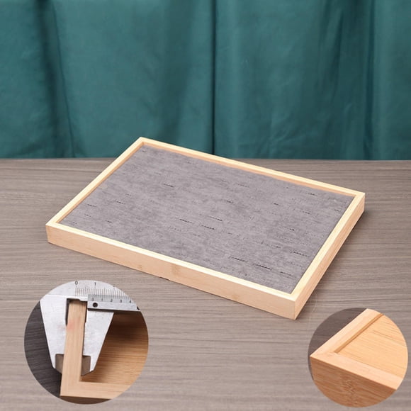 Bandeja de joyería plana de madera, organizador de caja, soporte de almacenamiento de joyería apilable, tamaño 35x24x3cm para exhibición de ventana de Estilo E Salvador Bandeja de almacenamiento de joyas