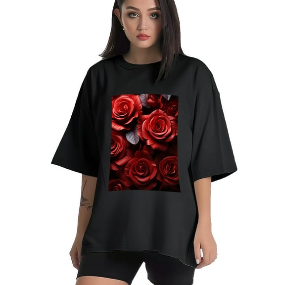 Plus Size Shirt for Women Black Tops for Women Short Sleeves Shirt for Women Valentine's Day (49) T Shirt Crewneck Shirt for Women XS