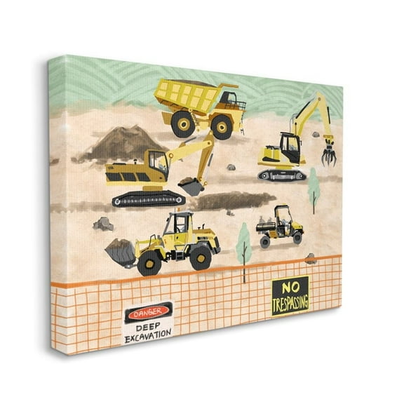 Stupell Industries Construction Vehicles Cartoon Painting Design Canvas Wall Art by Ziwei Li