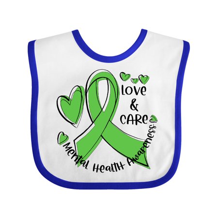 

Inktastic Love and Care Mental Health Awareness Green Ribbon Gift Baby Boy or Baby Girl Bib