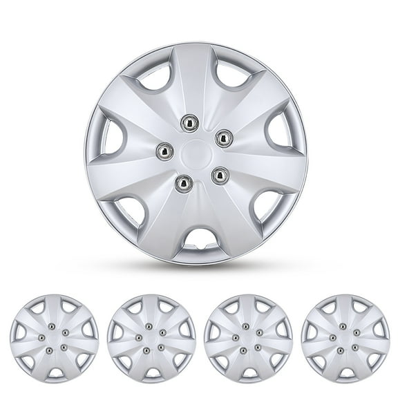 14" Wheel Rim Cover Hubcaps Universal Snap On Car Truck SUV Car Accessories PP Material Replacement Hub Caps Set of 4 (14 Inch-Silver)