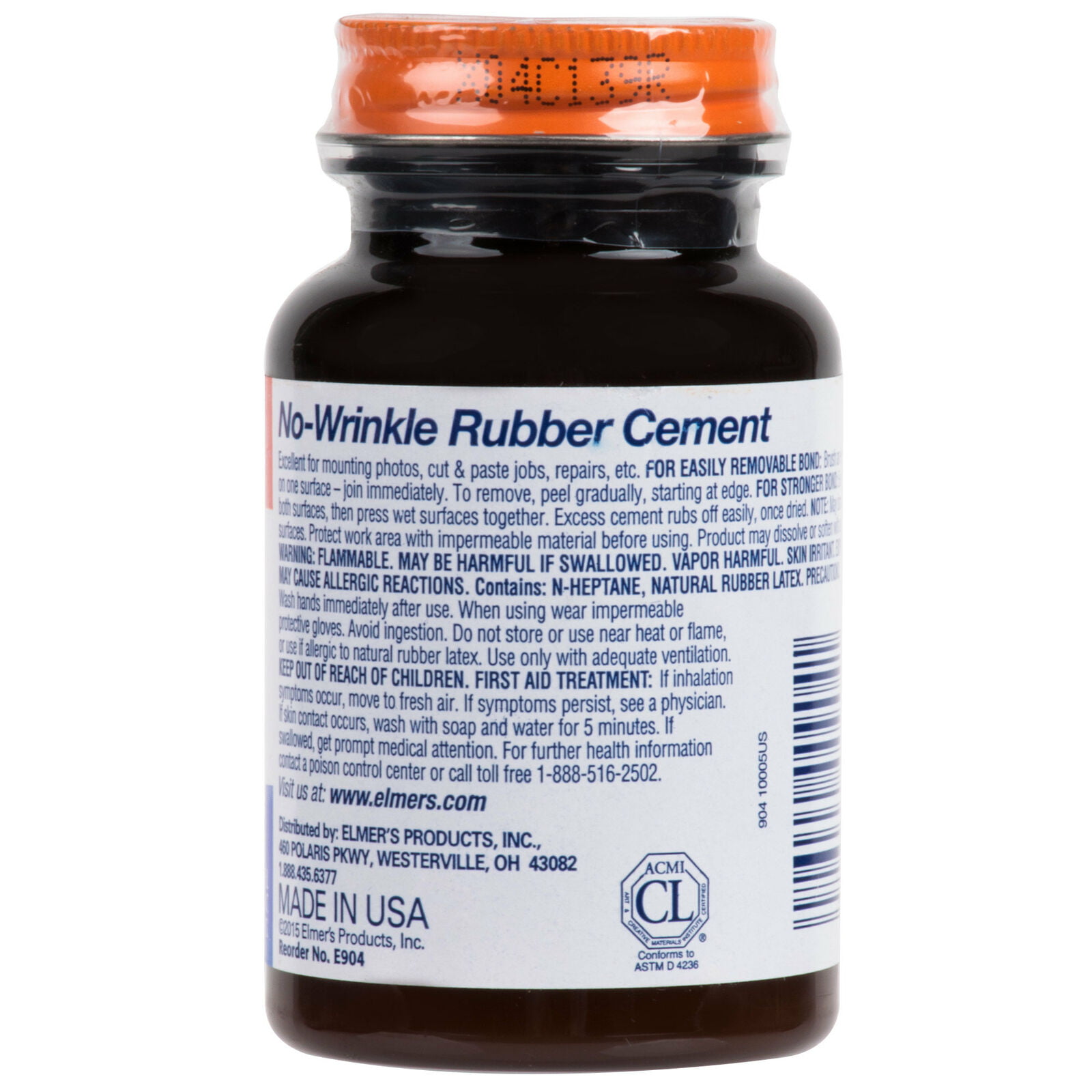 Elmers No Wrinkle Rubber Cement Elmers Adhesive Glue Dries Clear 4 fl oz  26000109048
