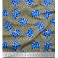 thumbnail image 1 of Soimoi Beige Poly Georgette Fabric Aster & Lavender Blue Flower Floral Decor Fabric Printed Yard 42 Inch Wide, 1 of 1