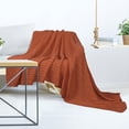 thumbnail image 4 of PiccoCasa Cotton Knitted Blanket Throw Blanket for Couch, Bed, Sofa, Travel, Orange 50" x 60", 4 of 8