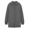 thumbnail image 3 of Hoodies for Women Zpanxa Women's Solid Color Zip up Hoodie, Long Tunic Sweatshirts Jackets, Plus Size Winter Warm Coats, Mid Length Hoodies Jackets Outwear with Pockets Gray S, 3 of 4