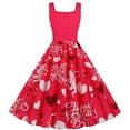 thumbnail image 3 of Vestido de cóctel vintage Hepburn para mujer, con estampado de gatos, sin mangas, corte A, estilo años 50, para San Valentín., 3 of 7