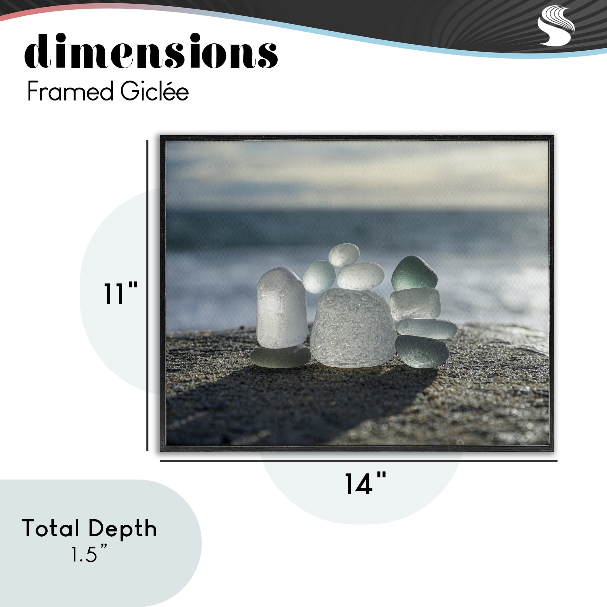 Stupell Industries Balancing Sea Glass Pebbles Black Framed Giclee Art, design by LMarie Allen
