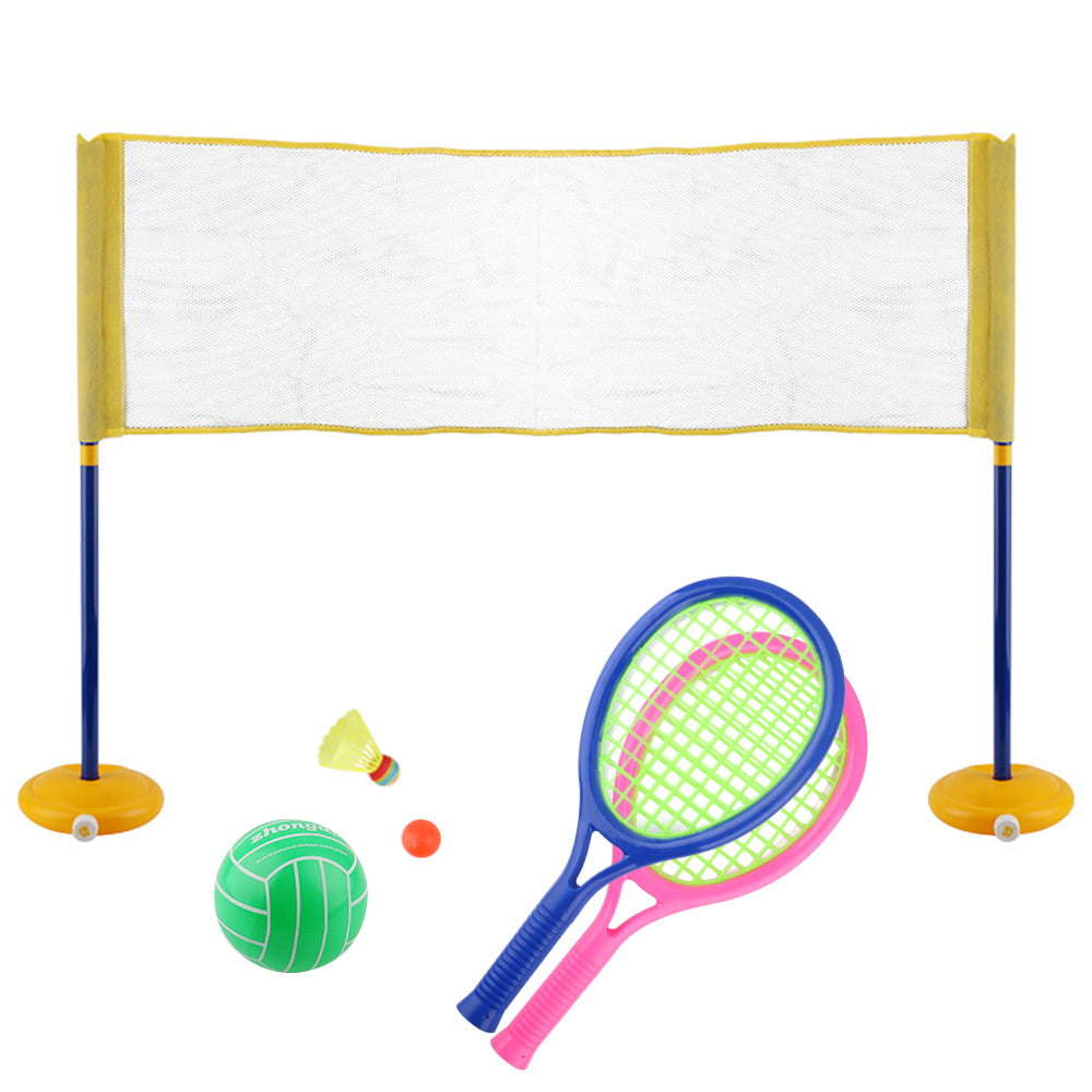 filet de badminton jeux de jardin Zizito Kit de volleyball et badminton 2 en 1 avec filet pour enfants et adultes avec filet de volleyball plein air raquette de badminton