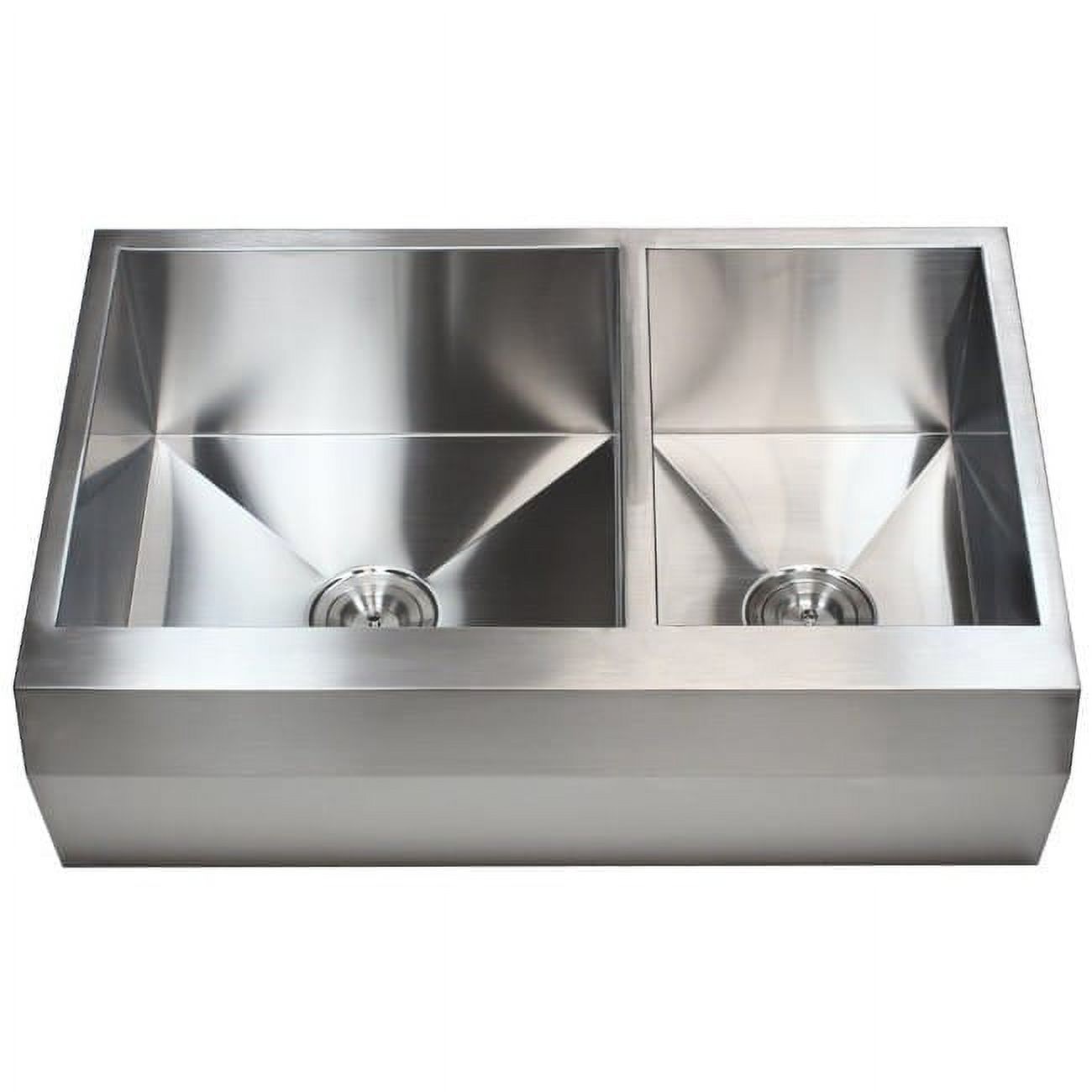 Contempo Living  33 in. Double Bowl 60 by 40 Zero Radius Well Angled Farm Apron Kitchen Sink - Stainless Steel - 16 Gauge - image 2 of 5