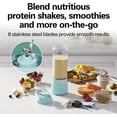 thumbnail image 3 of Hamilton Beach Mini Cordless Portable Personal Blender for Shakes and Smoothies, USB Rechargeable, 16 oz. Jar with Leakproof Travel Lid, 6 Stainless Steel Blades, Blue (51182), 3 of 4