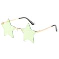 thumbnail image 2 of Gaukiv Star Sunglasses Lightweight Rimless Gold Metal Frame Fun Festive Party Costume Eyewear Trendy Decorative Photoshoot Accessory Green, 2 of 5