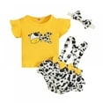 thumbnail image 2 of AJZIOJIRO 3-24M Toddler Girls Ruffles Outfits Fly Sleeve Cartoon Dairy Cow T Shirt+Suspenders Shorts+Headbands, 2 of 5