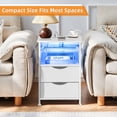 thumbnail image 4 of LELELINKY 5-Tier End Table with LED Light & Charging Station, Narrow Wooden Side Table with Shelf and Drawers, Bedside Table for Bedroom, 4 of 5