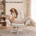 thumbnail image 4 of Hawsaiy Criss Cross Office Chair with Flip-Up Arms, Ergonomic Cross Legged Desk Chair, PU Leather Executive Computer Chair, 135° Reclining Plush Cushion, Pet-Friendly, Beige, 4 of 11