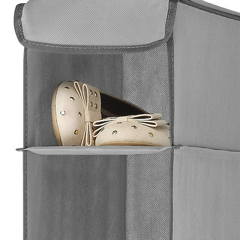 Whitmor Hanging Shoe Shelves, Vertical Closet Organizer, 10 Sections, Gray