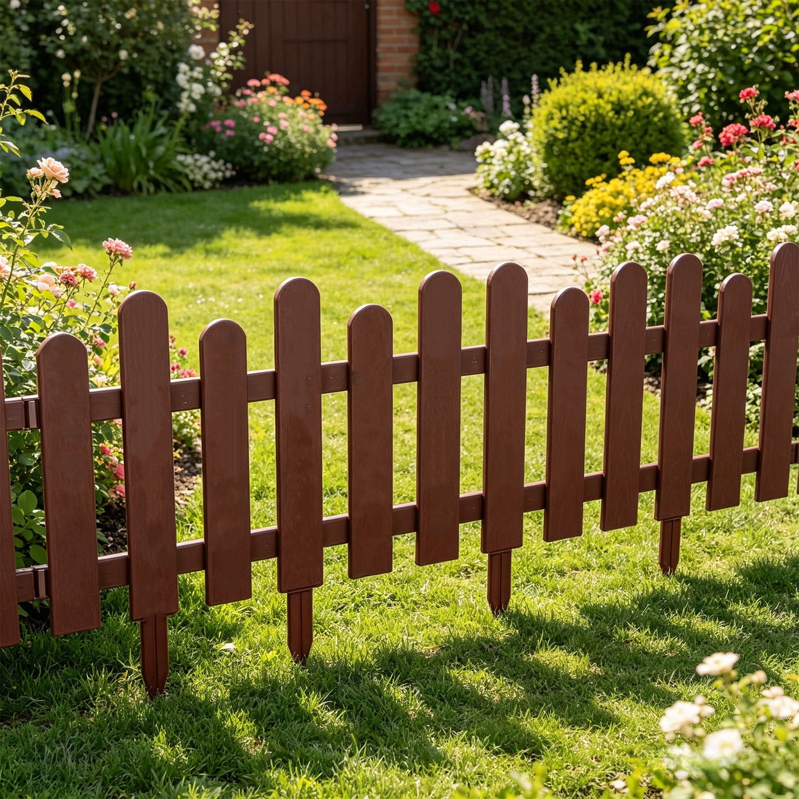 Kadlawus Versatile Garden Fence for Yard, Plastic Mini Border Fence, Decorative Landscape Edging Strips, Small Fence for Flower Bed, Lawn, Patio and Residential Area