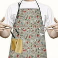 thumbnail image 2 of Gray Christmas Icon Pattern Apron-Garden Aprons for Women with Pockets-Cotton Linen Waterproof Kitchen Cooking Gardening Aprons Adjustable for Kitchen,Cooking,BBQ and Salon 33"x27", 2 of 7