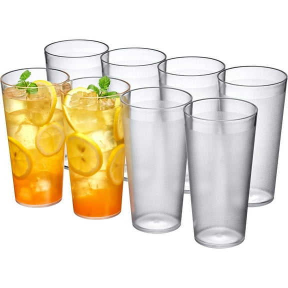 Topboutique 370ml Stackable, Clear Plastic Tumblers Drinking Glasses (8 sets)