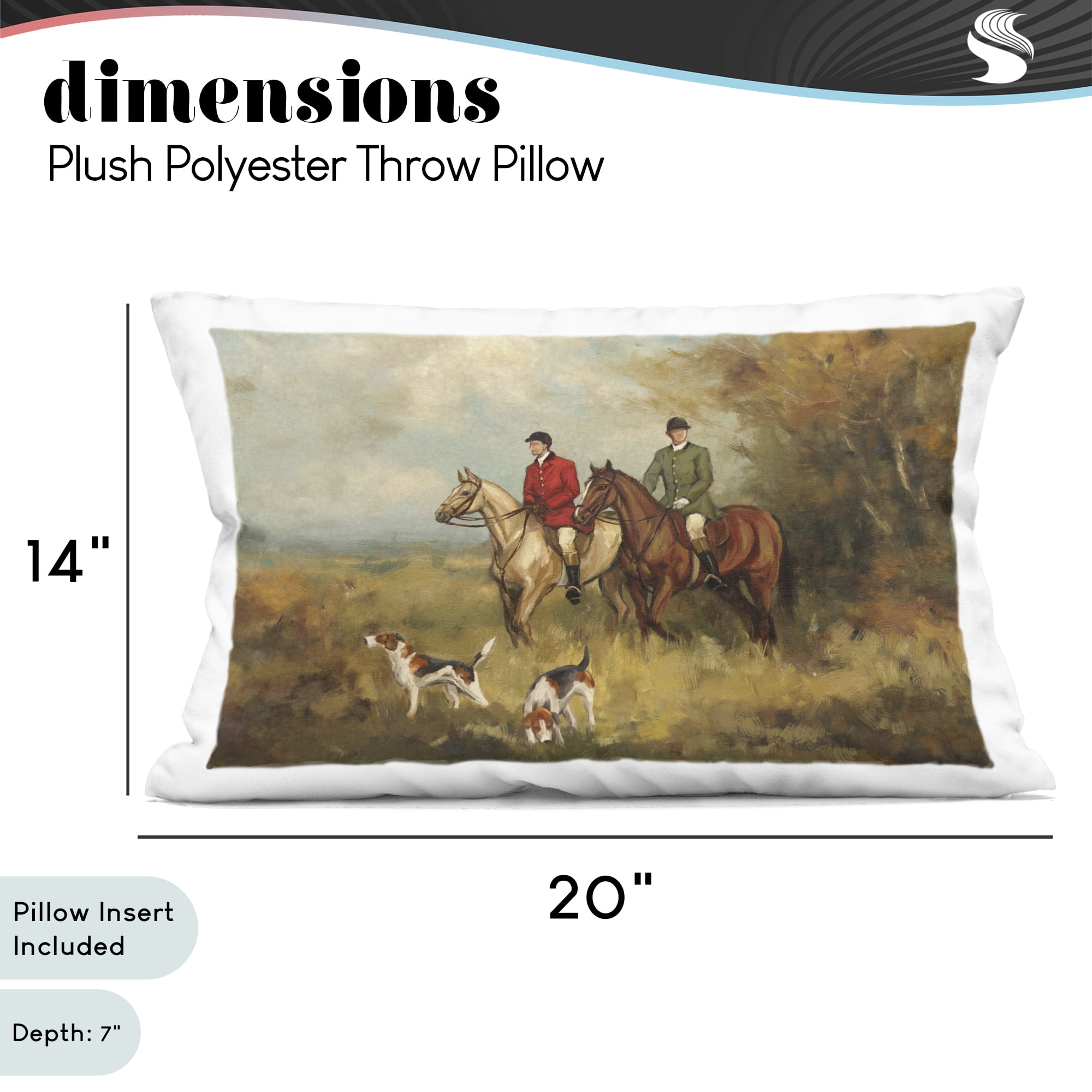 Stupell Industries Autumn Riders with Hounds Decorative Printed Throw Pillow, design by Ziwei Li, 14 x 7 x 20