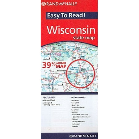 Rand mcnally easy to read! wisconsin state map - folded map:
