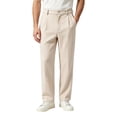 thumbnail image 5 of LODIENY Mens Linen Casual Dress Pants Pleated Front Old Money Straight Leg Baggy Trousers Fall Relaxed Fit Slacks Work Trousers Khaki XXL, 5 of 5