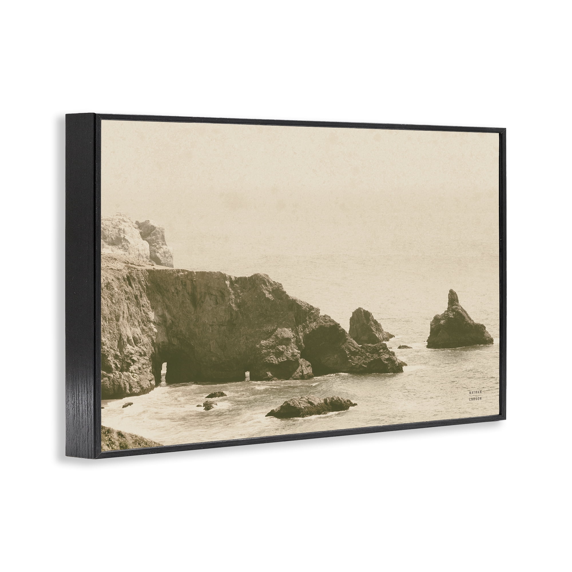 Stupell Industries Passing Through Cove Coastal Photography Black Framed Art Print Wall Art, 30 x 20
