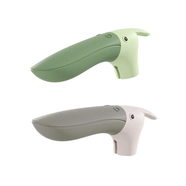 2 tiradores de silicona con forma de tucán para topes de puerta para dormitorio infantil y sala de estar. Verde Gris