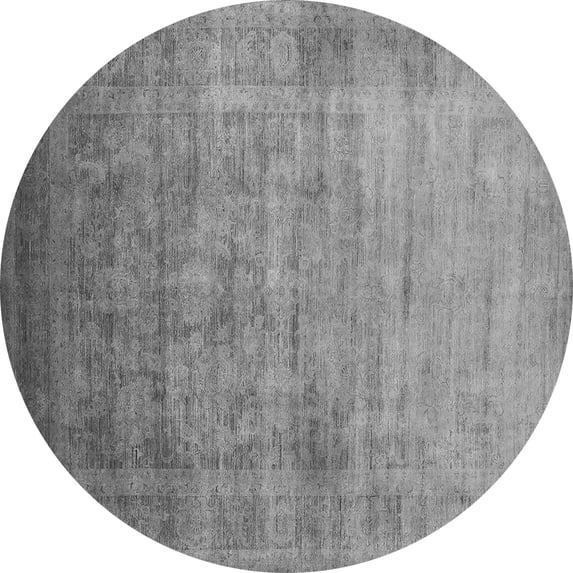 Ahgly Company Indoor Round Oriental Gray Industrial Area Rugs, 7' Round