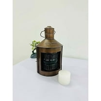 Port & Starboard Ship Lanterns Candle Copper Finish Nautical Oil Lamps Green Fresnel Lenses Boat Light Ship Lamp