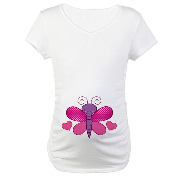CafePress - Valentine Butterfly Cute Maternity T Shirt - Cotton Maternity T-shirt, Cute & Funny Pregnancy Tee
