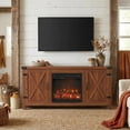 thumbnail image 3 of Homall Fireplace TV Stand for TVs up to 65 inch, Modern Farmhouse TV Stand Double Barn Door for Living Room, Brown, 3 of 7