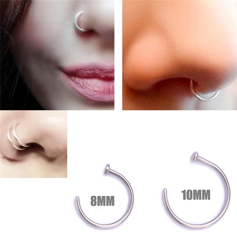 Small Thin Surgical Steel Open Nose Ring Hoop Piercing Stud Body Jewelry  FLA 