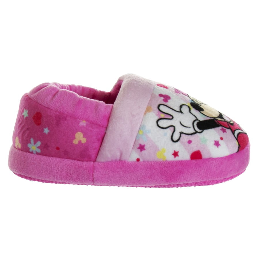 Disney Minnie Mouse "Happy Go Lucky" Girls Dual Sizes Slippers, Pink, 5-6