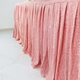thumbnail image 2 of Efavormart 17ft Blush/Rose Gold Shiny Metallic Spandex Pleated Table Skirt, Glitter Semi-Sheer Table Skirt with Top Strip for Dining Catering Wedding, 2 of 11
