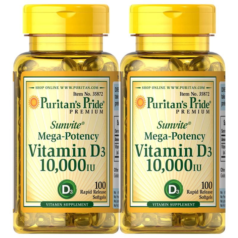Puritan's Pride Vitamin D3 10,000 IU100 Softgels, Support Immune