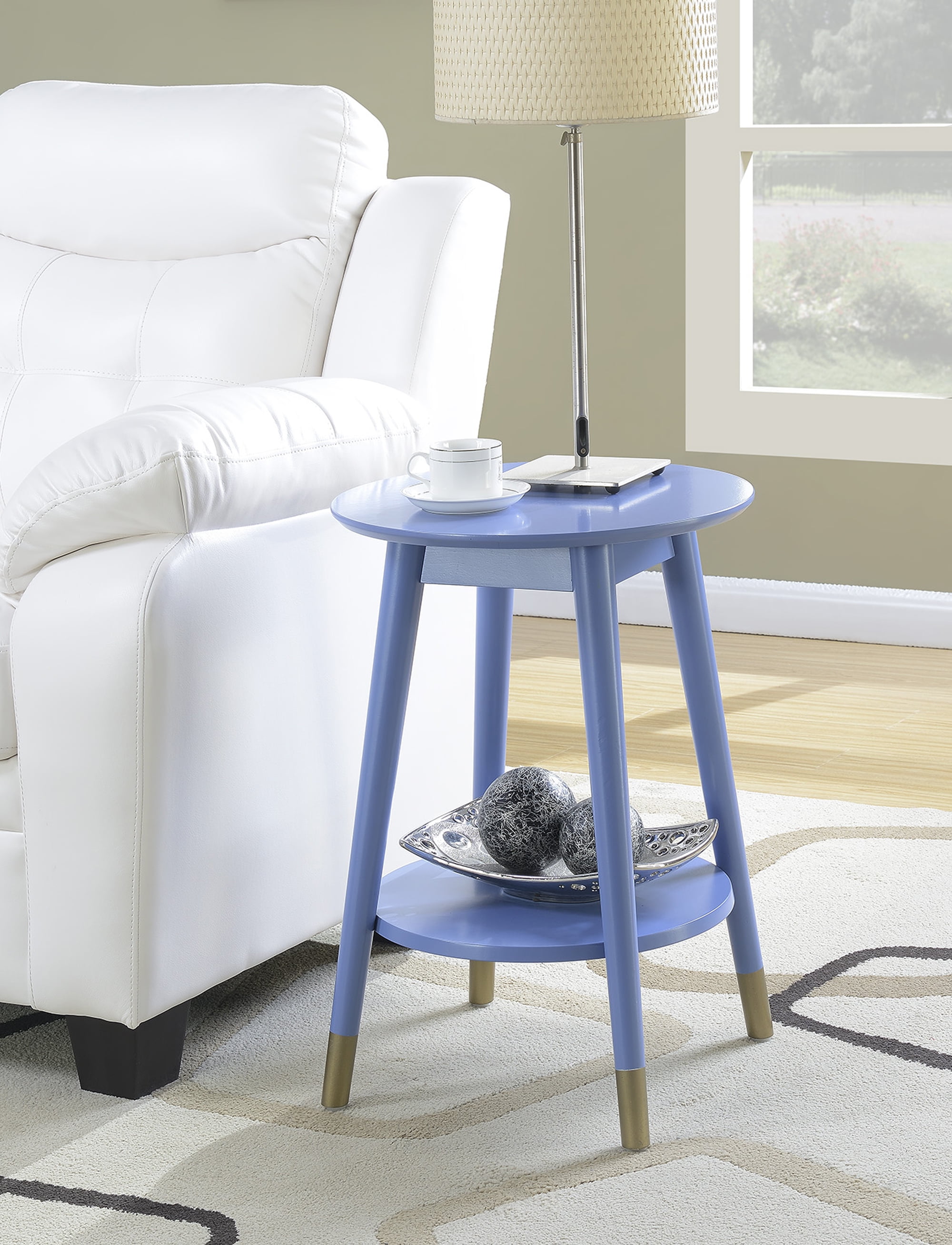 Convenience Concepts Wilson Mid Century Round End Table with Bottom