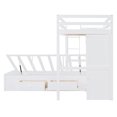 thumbnail image 4 of Twin Bunk Bed with Built-in Wardrobe & Hydraulic Lift, 6 Drawers + Open Shelves, White Twin Over Twin for Space-Saving Storage, 4 of 9